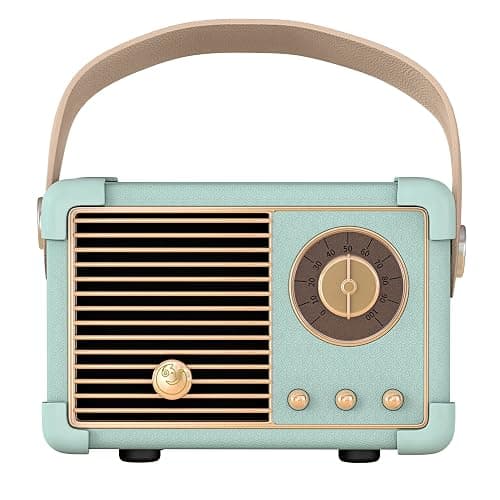 Fsjun Retro Wireless Bluetooth Speaker, Portable Outdoor Speakers,Vintage Decor, Mini Speakers with Powerful Sound, Hands-Free Calls, USB/TF Card/AUX Support (Blue) - Image 1