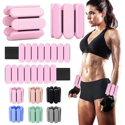 YOVKOK Adjustable Ankle Weights for Women Men,Wrist Weights set for Walking Running,1 Pair (1Lbs Each) Silicone Workout Weights for gym fitness, Jogging,yoga,pilates,strength training,physical therapy - Image 1