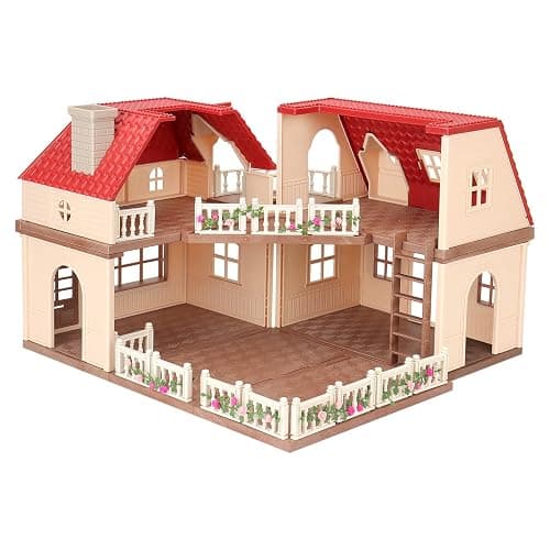 Family Cozy Cabin Doll House Playset, Dollhouse Furniture and Accessories,DIY Cottage Pretend Play Dollhouses, for Toddlers, Boys & Girls - Image 1