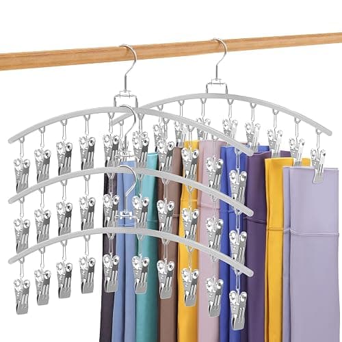 Ginyoyo 4 Pack Legging Organizer for Closet, Metal Gym Clothes Organizer w/40 Clips Holds 40 Leggings, Scarf Hangers Space Saving, Closet Organizers and Storage, Room Organization Essentials, Grey - Image 1