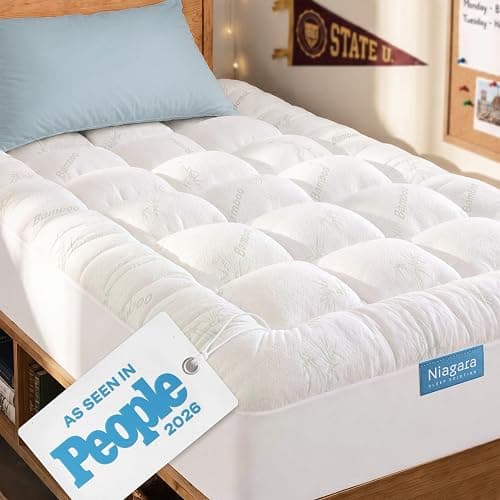 Niagara Sleep Solution Ultra Soft & Cooling Mattress Topper - Twin XL Size | Rayon Derived from Bamboo, Pillow Top Mattress Pad, 20" Deep Pocket, Back Pain Relief, Perfect for Hot Sleepers, White - Image 1