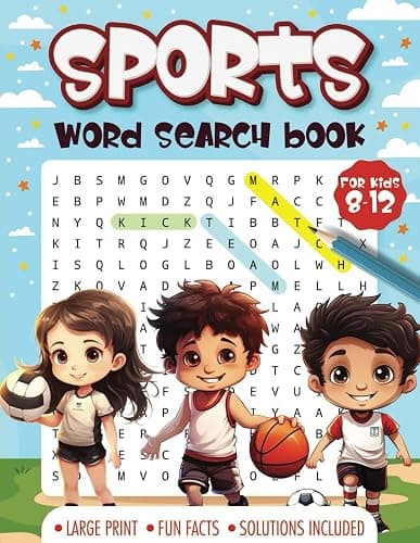 Sports Word Search Book For Kids 8-12: 100 Word Search Puzzles with Fun Facts and Solutions - Image 1