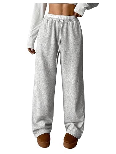 SOLY HUX Girl's Drawstring Waist Baggy Sweatpants Wide Leg Casual Loose Long Pants - Image 1