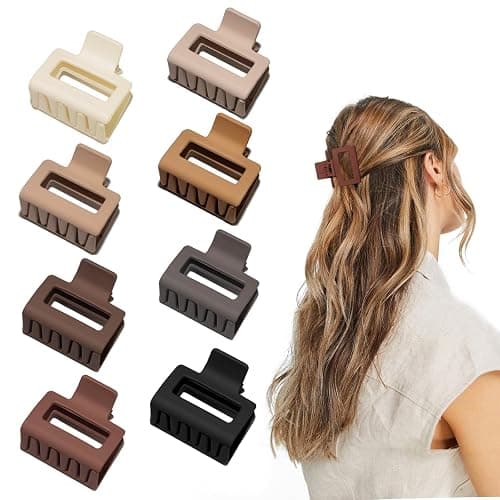 Medium Claw Hair Clips for Women Girls, 2" Matte Rectangle Small Claw Clips for Thin/Medium Thick Hair, Hair Jaw Clip Nonslip - Image 1