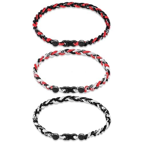 Junkin Baseball Necklaces Three Braided Rope Titanium Necklace for Team Gifts Boys Men Player Softball Fans Sports - Image 1