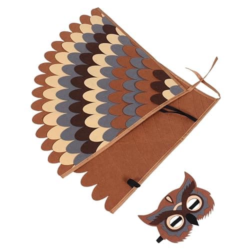 BESPORTBLE Friendly Owl Costume Wings with Felt Mask Soft Bird Wing Dress Up for Boys and Lightweight Animal Role Play Outfit for Halloween Birthday School Performances Party Favors Multi - Image 1