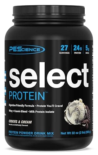 PEScience Select Protein Powder, Whey and Casein Blend, Clean Protein Powder for Women and Men, Low Calorie, Low Carb, Keto Friendly, Gluten Free - Cookies and Cream - 27 Servings - Image 1