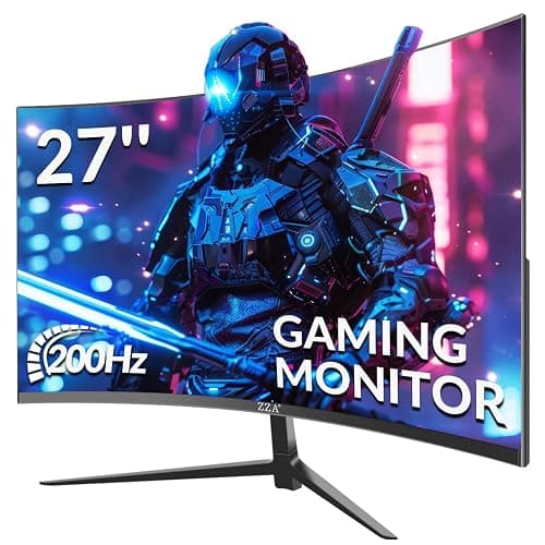 ZZA 27" Curved Gaming Monitor, FHD 1920x1080 200Hz/180Hz, 1800R VA Panel, 95% sRGB Color Gamut, AMD FreeSync Premium, Tilt Adjustable Stand, HDMI & DisplayPort - Black - Image 1