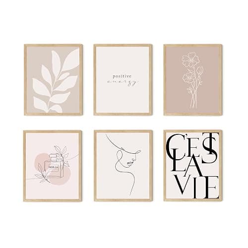 TwoDays Vanilla Girl Room Decor, Clean Girl Aesthetic Wall Art, Boho Beige Posters for Bedroom, Minimalist Cream Prints, Abstract Brown Pictures for Girls.(8" x 10", Set of 6, UNFRAMED) - Image 1