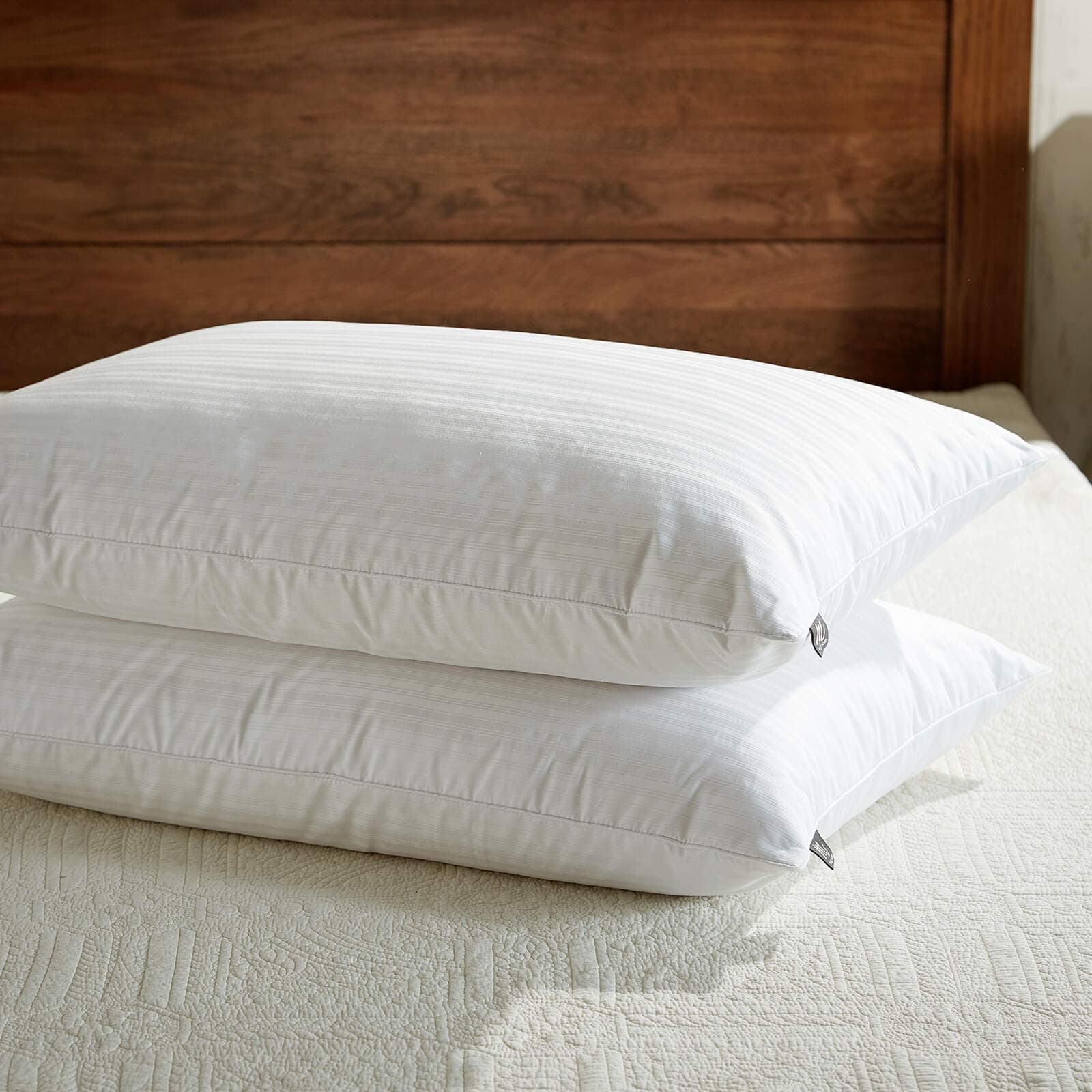 downluxe Goose Feather Down Pillow - Set of 2 Bed Pillows for Sleeping with Premium 100% Cotton Shell, Queen - Queen (Pack of 2) - Classic - Image 1