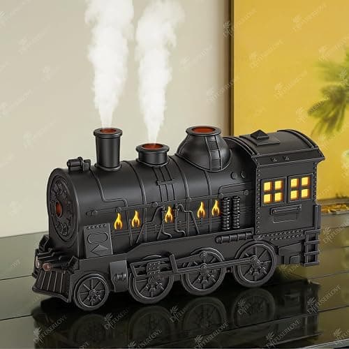 Diffuserlove Train Diffuser 300ML Essential Oil Diffuser Cool Mist Humidifier Aroma Diffuser with Night Light for Bedroom Desk Black - Image 1