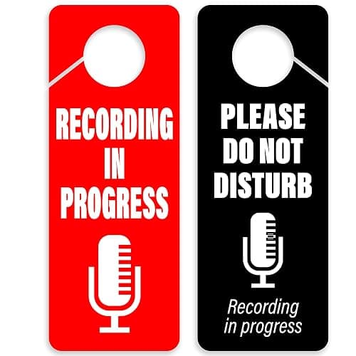 CLEVER SIGNS Recording in Progress - Please Do Not Disturb Sign, Door Knob Hanger 2 Pack, Double Sided, Ideal for Using in Any Room. - Image 1