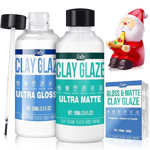 Air Dry Clay Glaze - Upgraded Polymer Clay Glaze, 2 x 100ml Ultra Gloss and Matte Finish Varnish Pottery Glaze, Clay Sealant to Prevent Scratches, Wear, Cracking - Professional Clay Tools, Quick Dry - Image 1