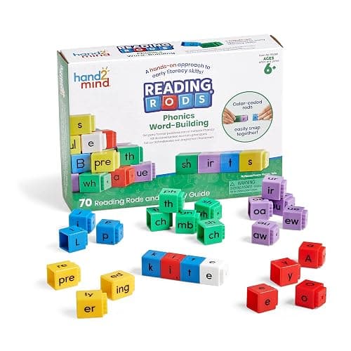 hand2mind Reading Rods Phonics Word-Building, Word Building Activities, Spelling Toys, Montessori Alphabet Letters, Reading Tools for Kids, Science of Reading Manipulatives, Phonemic Awareness - Image 1