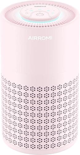 AIRROMI Air Purifier for Bedroom with HEPA 3-in-1 Filter, Pet Air Purifier for Home Cat Pee Smell, Covers Upto 990 Ft², Quiet 360° intake Air Cleaner for pet hair,allergies,Dust,Smoke A2001 Pink - Image 1
