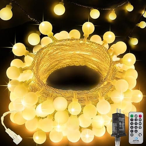300LED Connectable String Lights Indoor Outdoor for Bedroom, 108ft Fairy Lights with Remote & Timer, Plug in 8 Modes Waterproof Globe Hanging Twinkle Light for Room Classroom Wedding Decor, Warm White - Warm White - 300 LED Connectable with Remote - Image 1