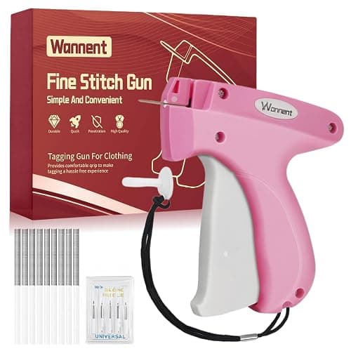 Stitch Gun for Clothes Stitchy Tagging Gun for Clothing Stitchy Quick Clothing Fixer -Includes 1,000 Black Fasteners & 1,000 White Fasteners & 6 Needles(hotpink+White) - Image 1