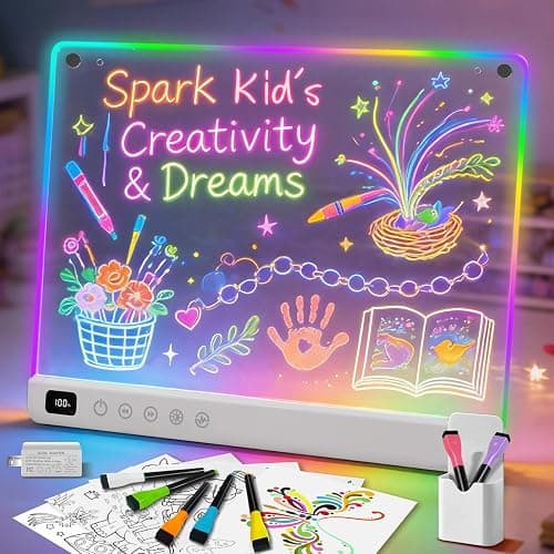 Lumiboard Led Drawing Board with 13 Light Effects, 16" Rechargeable Glow Doodle LED Note Board with Colors, Neon Light Up Drawing Tablet Gifts for Kids for Easter Birthday Christmas Gift Ideas - Image 1