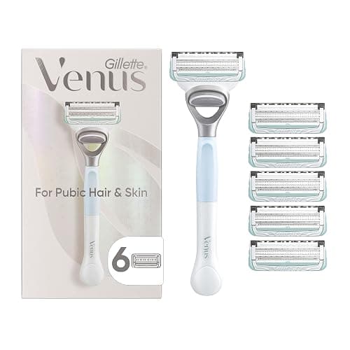 Gillette Venus Intimate Grooming Razors for Women, 1 Venus Razor Bikini Trimmer, 6 Razor Blade Refills - Image 1