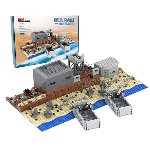 WMBickser 1120 Piece WW2 Landing Craft Battlefield Military Fortresses Building Block Set Toys for Kids.Including Fortresses,Landing Craft, Turrets.The Best Gift for Military Enthusiasts. - Image 1