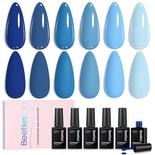 Beetles Blue Gel Polish Set, Ocean Range, 6 Colors Blue Gel Nail Polish Set | Light Dark Navy Blue Shades, Soak-Off UV LED, Long-Lasting Nails Art for Salon, Home DIY & Holiday Manicures - Image 1