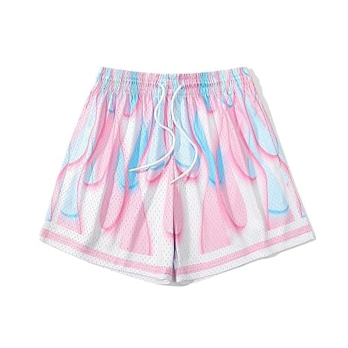 BOOMLEMON Men's Basketball Shorts Casual Workout Athletic Shorts Mesh Flame Graphic Print Running Short Pants - Image 1