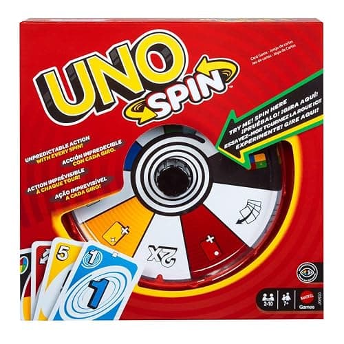 Mattel Games UNO Spin Card Game, Ages 7+, 2-10 Players | Classic Play with Randomized Spinner, Challenges & Special Rules for Kids, Teens & Family Game Night - Image 1