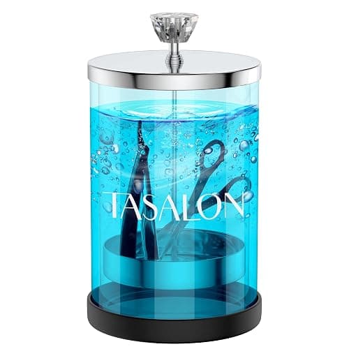 TASALON Barber Jar Pack of 1 - 25 oz Stainless Cap and Glass Jar with Removable Basket, Salon or Nail Spa - Image 1