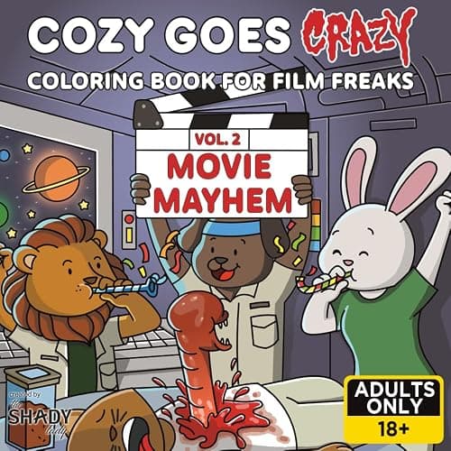 Cozy Goes Crazy Vol.2 - Movie Mayhem: A Darkly Funny Movie Coloring Book for Adults– Dark Humor, Cozy Crime Scenes, Film Parodies & Stress Relief for Grown-Ups. Strictly Adults Only! - Image 1