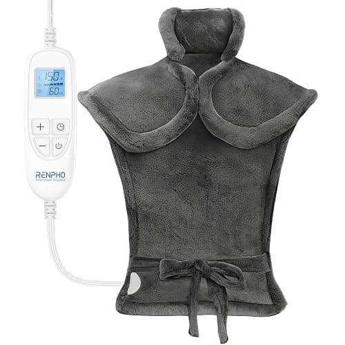 RENPHO Heating Pad for Back, Christmas Gift for Women, FSA Eligible HSA | Fits for Neck & Shoulders, 6 Heat Levels, Weighted for Snug Fit, ETL Certified, Birthday Gift for Mom & Dad, 24 x 33", Gray - Image 1