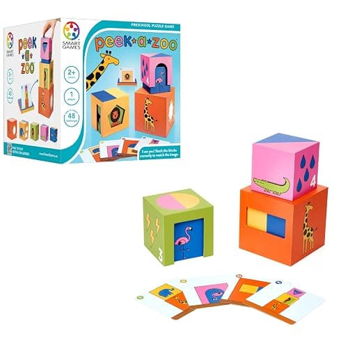 SmartGames Peek-A-Zoo Learning Game with 48 Challenges – Educational Stacking Puzzle Toy for Ages 2+ - Image 1