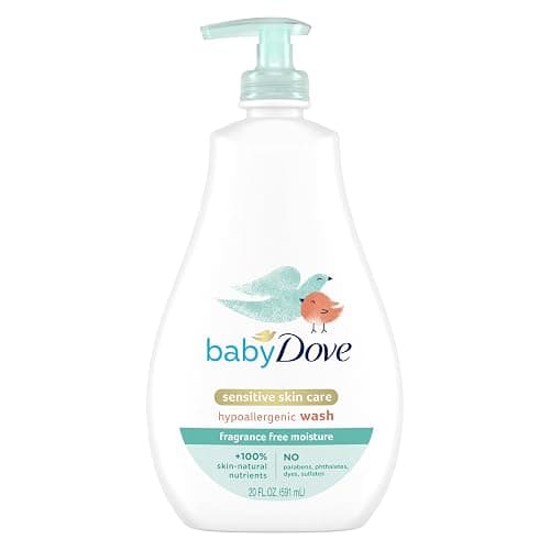 Baby Dove Sensitive Skin Care Baby Wash For Bath Time, Moisture Fragrance Free and Hypoallergenic, Washes Away Bacteria 20 oz - Unscented - 20 Fl Oz (Pack of 1) - Image 1