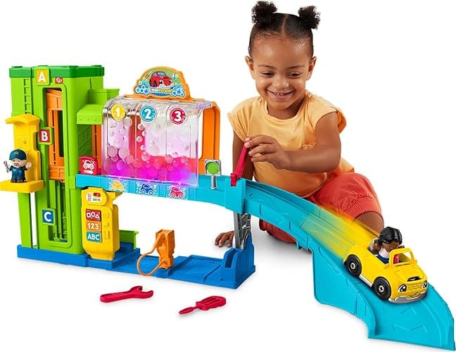 Fisher-Price Little People Toddler Toy Light-Up Learning Garage Playset with Smart Stages, Car & Ramp for Pretend Play Kids Ages 1+ Years - Image 1