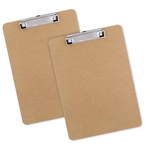 Macroclo Wood Clipboards Set of 2, Letter Size Hardboard Clip Board 8.5x11 for Classroom, Students, Kid, A4 Standard Size 9" x 12.5" with Low Profile Clip, Office & School Supply - Image 1