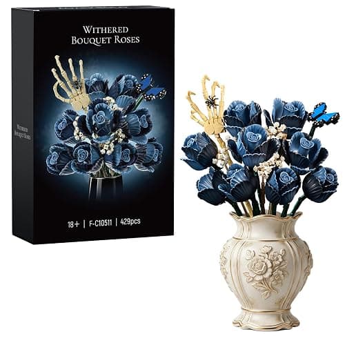 Corpse Emily Bouquet Roses Building Set, Gothic Floral Flower Model Set for Dark Romancet Compatible with Lego Withered Flower Building Toys,Valentine's Day Gifts for Women Adults Fans (429 PCS) - Image 1