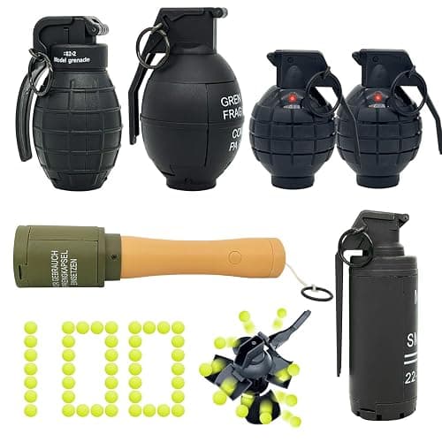 6pcs Toy-Hand Grenade for CS Battle Game, with 100 Foam Ammo Tactical CS-Grenade Toy, 4pcs Pull Ring Grenade Toys & 2 pcs Hand Grenades for Age 14 Years Old and up - Image 1