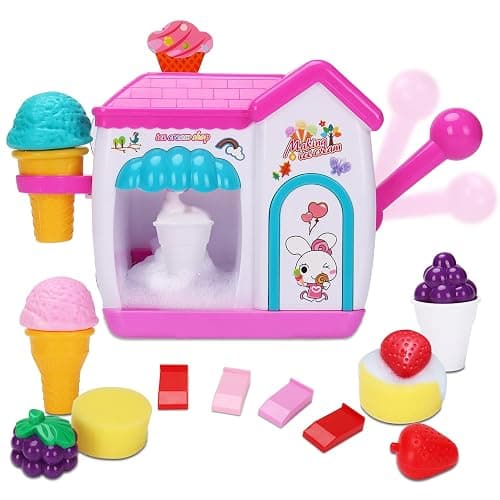 AugToy Bath Toys for Toddlers 3-5 Years, Ice Cream Foam Maker Bath Toys for Kids Ages 4-8, Bubble Pretend Cake Play Set Bathtub Toys Age 3 4 5 Year Old Girls Boys Christmas Birthday Gifts Idea - Image 1