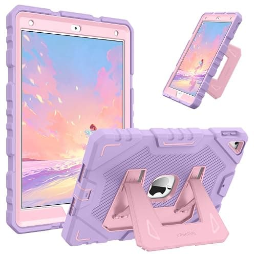 Fintie Case for iPad 9th Generation (2021) / 8th Generation (2020) / 7th Gen (2019) 10.2 Inch, Fully-Body Rugged Heavy Duty Shockproof Protective Case with Built-in Kickstand for Kids, Purple - Purple - Image 1