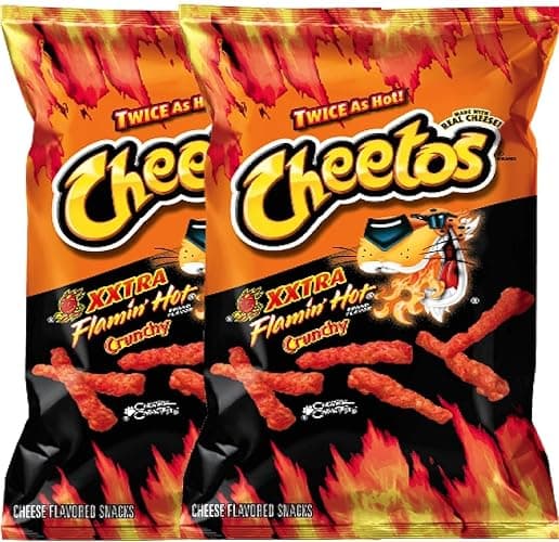 Cheetos Crunchy XXtra Flamin’ Hot Net Wt. 3.5 Baggies Snack Care Package for College, Military, Sports (2) - Image 1