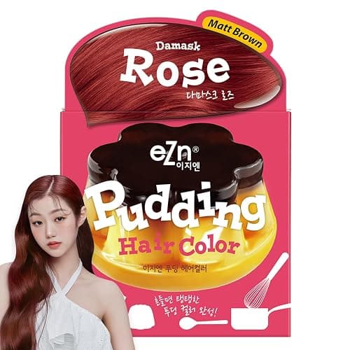 eZn Pudding Hair Dye, Ammonia-Free, Semi-Permanent DIY Korean Hair Dye Color with Keratin, Odorless Gentle for Sensitive Skin No Skin Irritation (Damask Rose) - Image 1