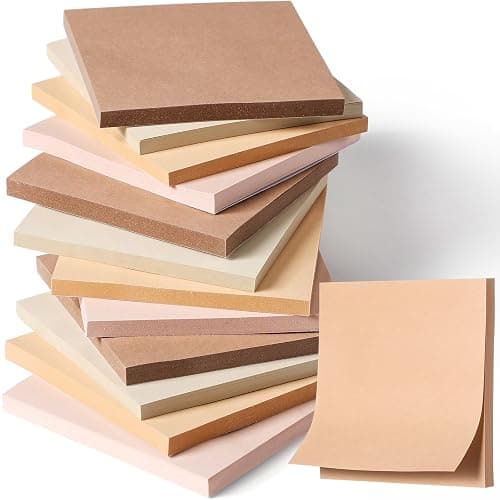 Thenshop 12 Pads Boho Sticky Notes 3''x3'', Self Stick Notes Pads Boho Office Supplies, Vintage Aesthetic School Accessories 50 Sheets/pad - Image 1