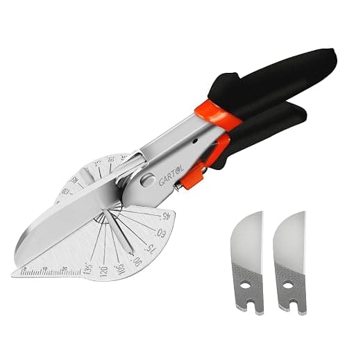 GARTOL Miter Shears, 45-135 Degree Adjustable Angle Scissors, Quarter Round Cutter Tool with Spare SK5 Blades, Trunking Shears for Cutting PVC, Trim and Softwood Moulding (Not for Hardwood) - Image 1