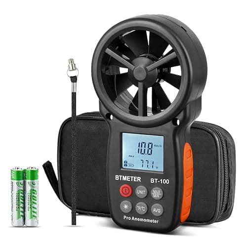 BTMETER BT-100 Handheld Anemometer, Digital Wind Speed CFM Meter Gauge Air Flow Velocity Tester for HVAC Shooting Drone, Wind Chill, 14℉-113℉ Wind Temperature - Image 1