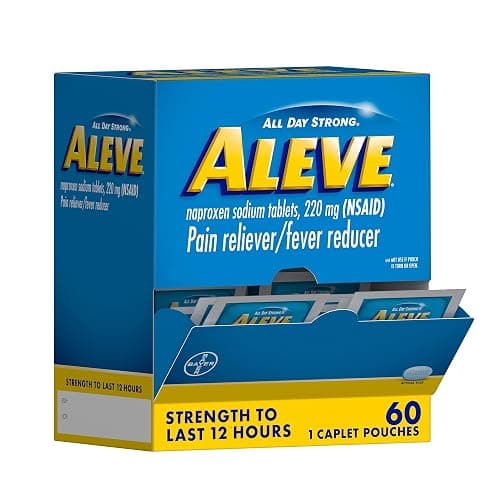 Aleve Pain Reliever & Fever Reducer Naproxen Sodium Caplets, Body and Arthritis Pain Reliever, Medicine for Adults and Children Ages 12 and Up, 60 Individual Pouches - Image 1