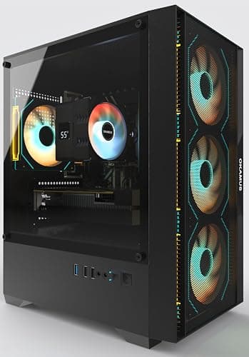 OKAMUS Gaming PC, i7 6700 CPU Up to 4.0GHz, RX 590 2304 SP 8GB DDR5 Graphics Card, 512 GB M.2, 16 GB RAM Pre-Built Computer, ARGB Fans x 4, Win 11 Home,WiFi 6 + BT 5.3, 400W PSU (RX 590+512GB+16GB) - Image 1