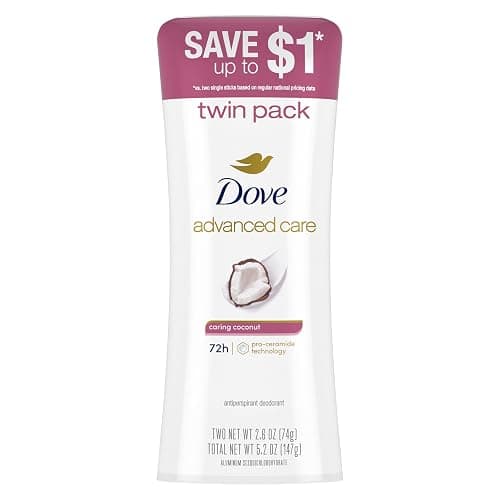 Dove Advanced Care Antiperspirant Caring Coconut, 2 Count Deodorant Stick for Women, for 48 Hour Protection And Soft And Comfortable Underarms, 2.6 oz - 2.6 Ounce (Pack of 2) - Caring Coconut - Image 1
