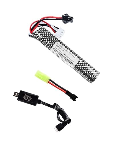 11.1v 2000mAh Battery with Charger - Rechargeable Batteries Accessories with SM2P Plug Mini Tamiya Connector for Airsoft Compatible with Gel Ball Blaster Gun,1 pcs - Image 1