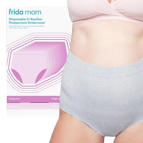 Frida Mom Postpartum Disposable Knickers | Microfibre High Waist C-Section Cut Knickers with Super Soft, Stretchy and Breathable Fabric | Size Regular, 8ct - Image 1