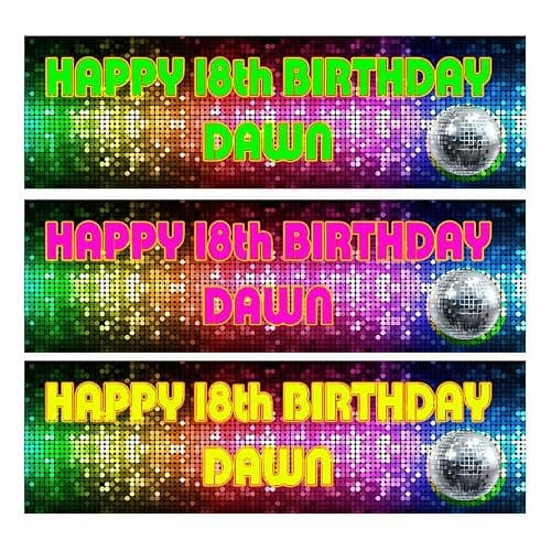 Personalised Birthday Party Banners Pink Blue Party Decorations Disco Dance Music 18th 21st 30th 40th 50th 60th Birthday Decorations for men woman kids - Image 1