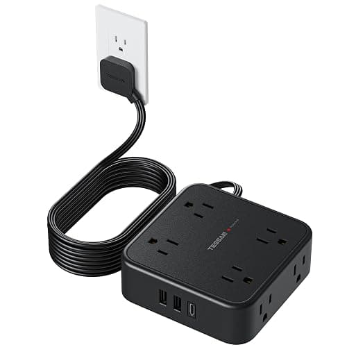 Power Strip Surge Protector 10 Ft Cord, TESSAN 8 AC Outlets 3 USB Charger (1 USB C Port), Thin Flat Extension Cord 10 Feet, Flat Plug, 900 Joules Protection, for Home, Office, Dorm Room Essentials - Image 1